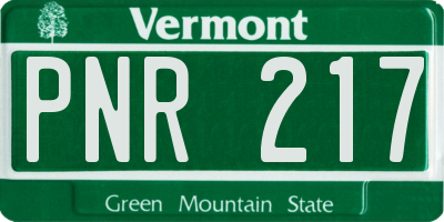 VT license plate PNR217