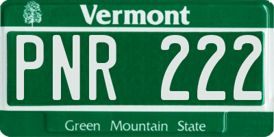 VT license plate PNR222