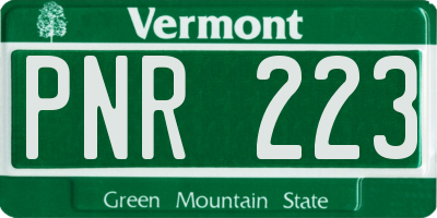 VT license plate PNR223