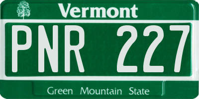 VT license plate PNR227
