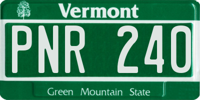 VT license plate PNR240