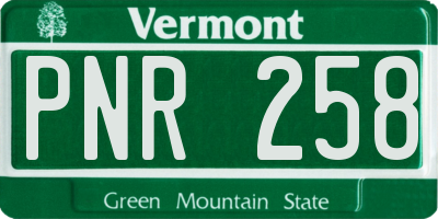 VT license plate PNR258