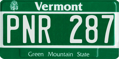 VT license plate PNR287