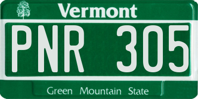 VT license plate PNR305