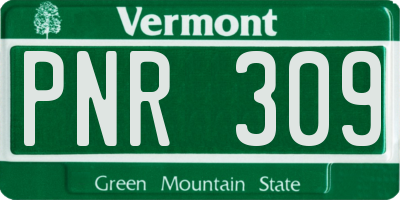 VT license plate PNR309