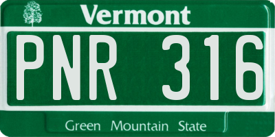 VT license plate PNR316