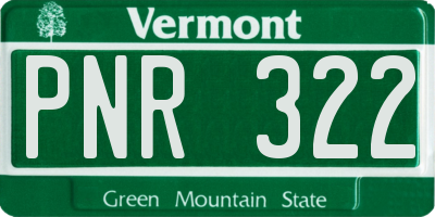 VT license plate PNR322