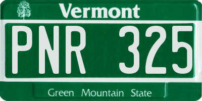 VT license plate PNR325