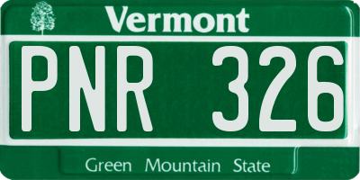 VT license plate PNR326