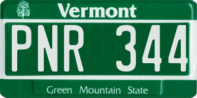 VT license plate PNR344