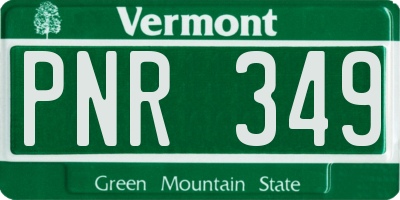 VT license plate PNR349