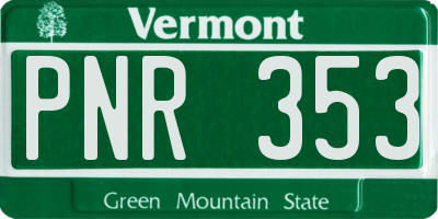 VT license plate PNR353