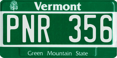 VT license plate PNR356