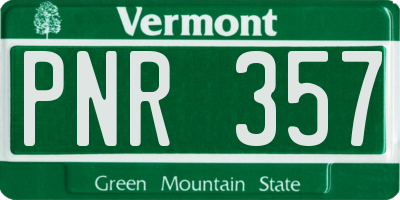 VT license plate PNR357