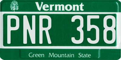 VT license plate PNR358