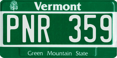 VT license plate PNR359