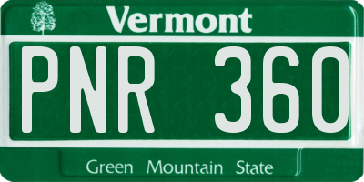 VT license plate PNR360