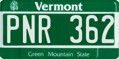 VT license plate PNR362