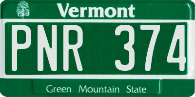 VT license plate PNR374