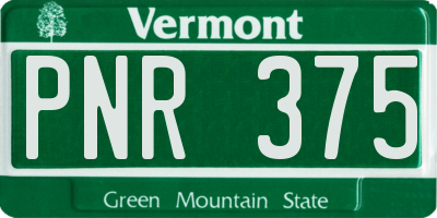 VT license plate PNR375