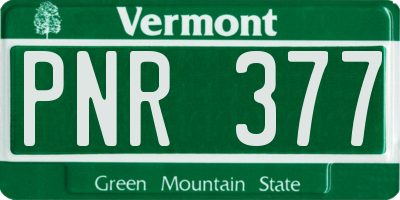 VT license plate PNR377