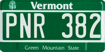 VT license plate PNR382