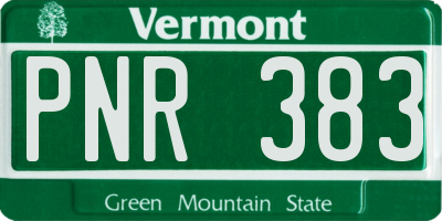 VT license plate PNR383