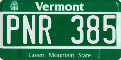 VT license plate PNR385