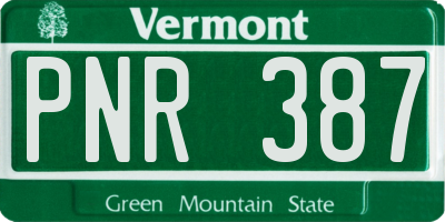 VT license plate PNR387