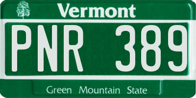 VT license plate PNR389