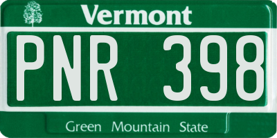 VT license plate PNR398