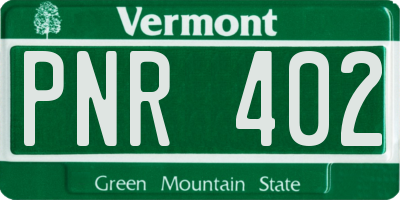 VT license plate PNR402