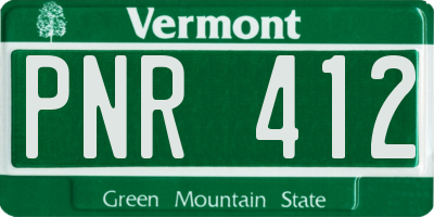 VT license plate PNR412