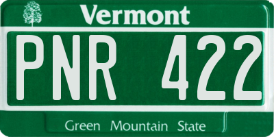 VT license plate PNR422