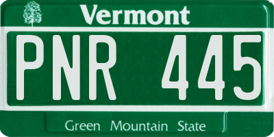 VT license plate PNR445