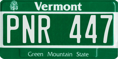 VT license plate PNR447