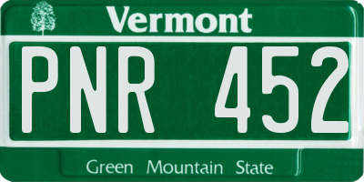 VT license plate PNR452
