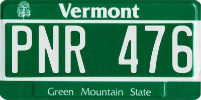 VT license plate PNR476