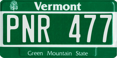 VT license plate PNR477