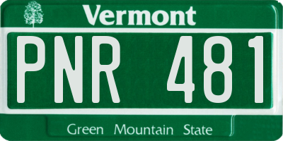 VT license plate PNR481