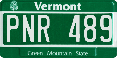 VT license plate PNR489