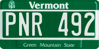 VT license plate PNR492