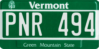 VT license plate PNR494