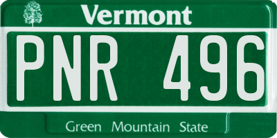 VT license plate PNR496