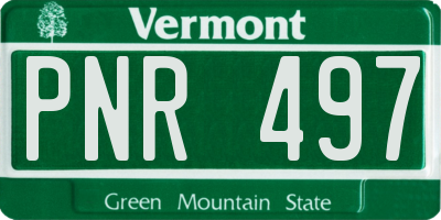 VT license plate PNR497