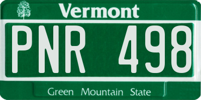 VT license plate PNR498