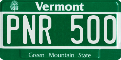 VT license plate PNR500