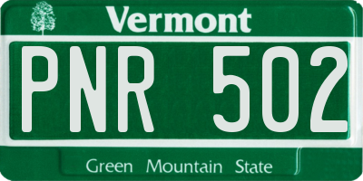 VT license plate PNR502