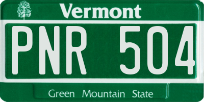 VT license plate PNR504