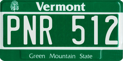 VT license plate PNR512